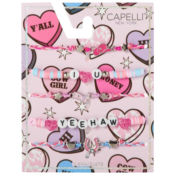 Girls Capelli&#40;R&#41; New York 5pc. Bracelet Set w/ Cowgirl Charms - image 