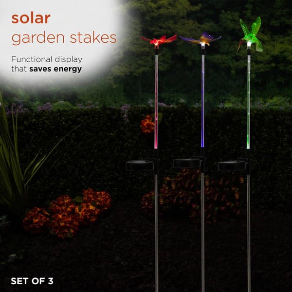 Alpine Solar Insects/Bird LED Garden Stake - Set of 3