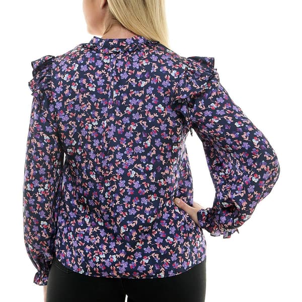Petite Zac & Rachel Bracelet Ruffle Sleeve Floral Airflow Blouse