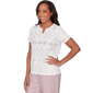 Petite Alfred Dunner Vintage Charm Geometric Eyelet Blouse - image 2