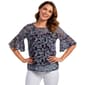 Petite NY Collection 3/4 Bell Sleeve Leaf Scroll Lace Blouse - image 1