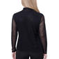 Petite NY Collection Long Sleeve Rhinestone Mesh Blouse - image 2