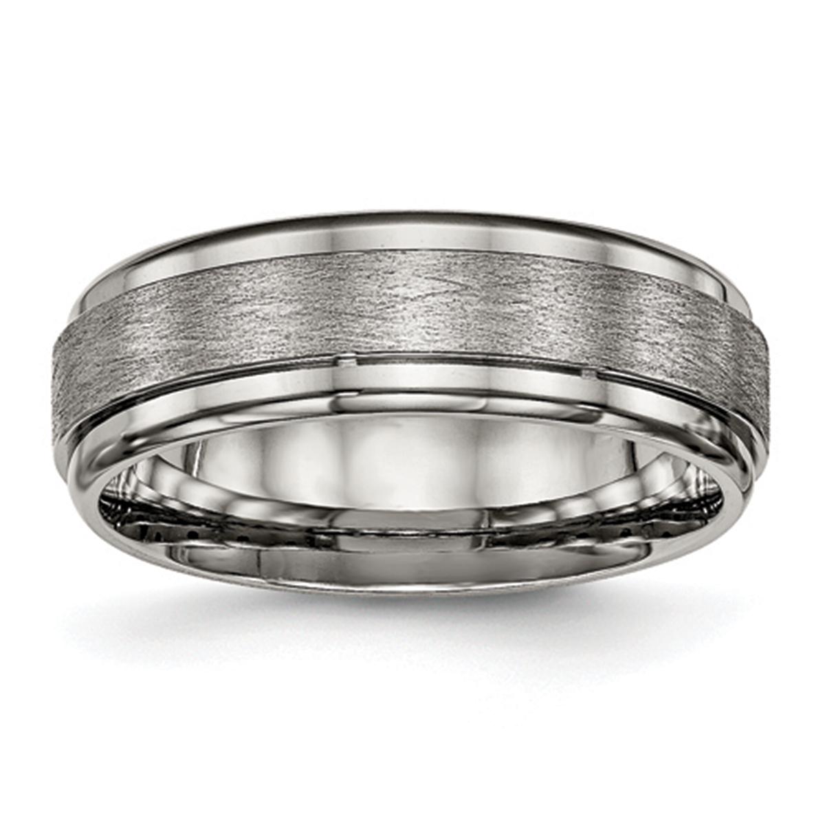 Mens Endless Affection™ Titanium 7mm Ridged Edge Wedding...