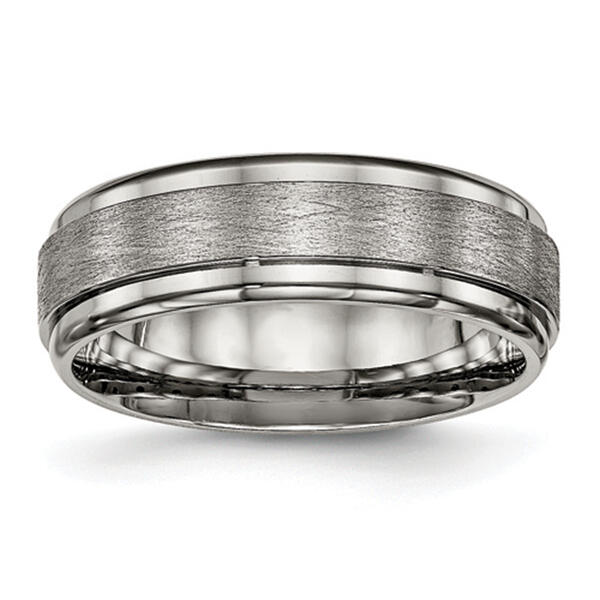 Mens Endless Affection&#40;tm&#41; Titanium 7mm Ridged Edge Wedding Band - image 