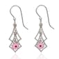 Silver Forest Kite Shaped Cascade Earrings with a Pink Flower - image 1