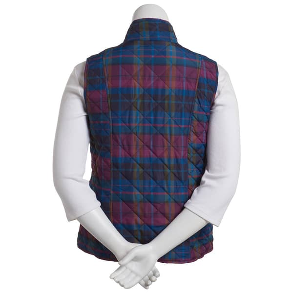 Womens Erika Cassie Plaid Quilted Zip Front Vest