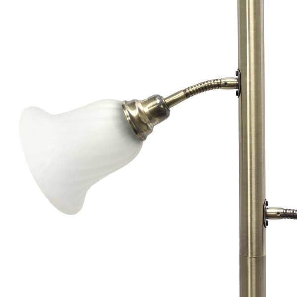 Lalia Home Classic 2 Read Light Glass Shade Torchiere Floor Lamp