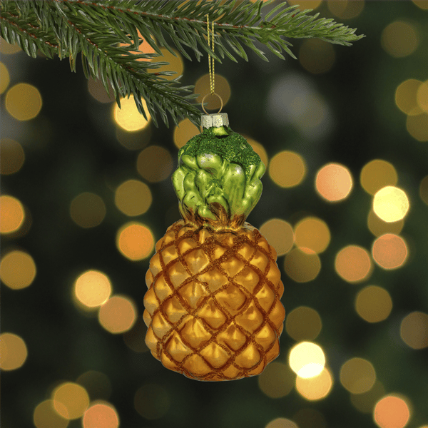 Northlight 4.75in. Glittered Pineapple Glass Christmas Ornament
