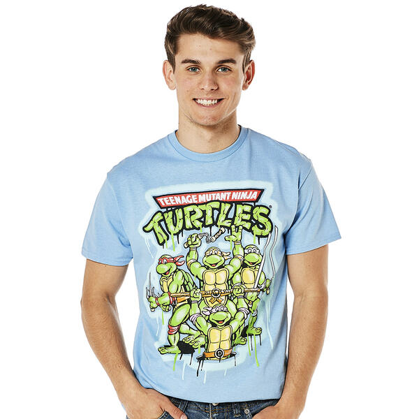 Young Mens Teenage Mutant Ninja Turtles Graphic Tee - Light Blue - image 