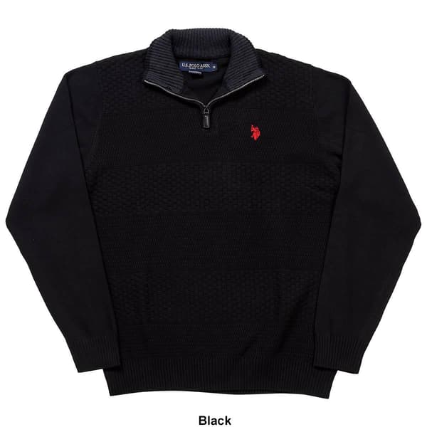 Mens U.S. Polo Assn.&#174; Solid Textured 1/4 Zip Sweater