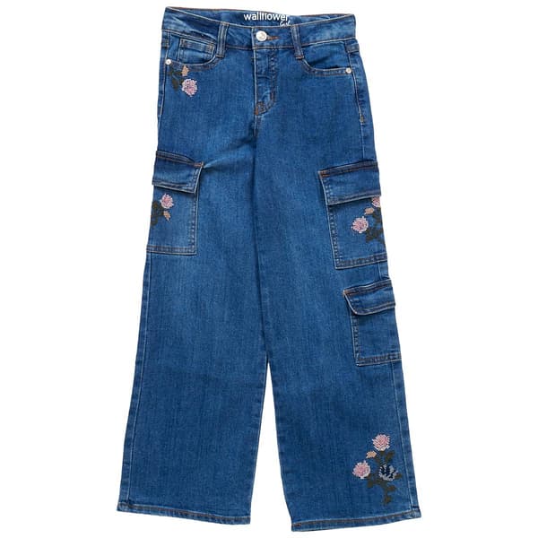 Girls &#40;7-16&#41; Wallflower&#40;R&#41; Girl Wide Leg Cargo Cross Stitch Jeans - image 