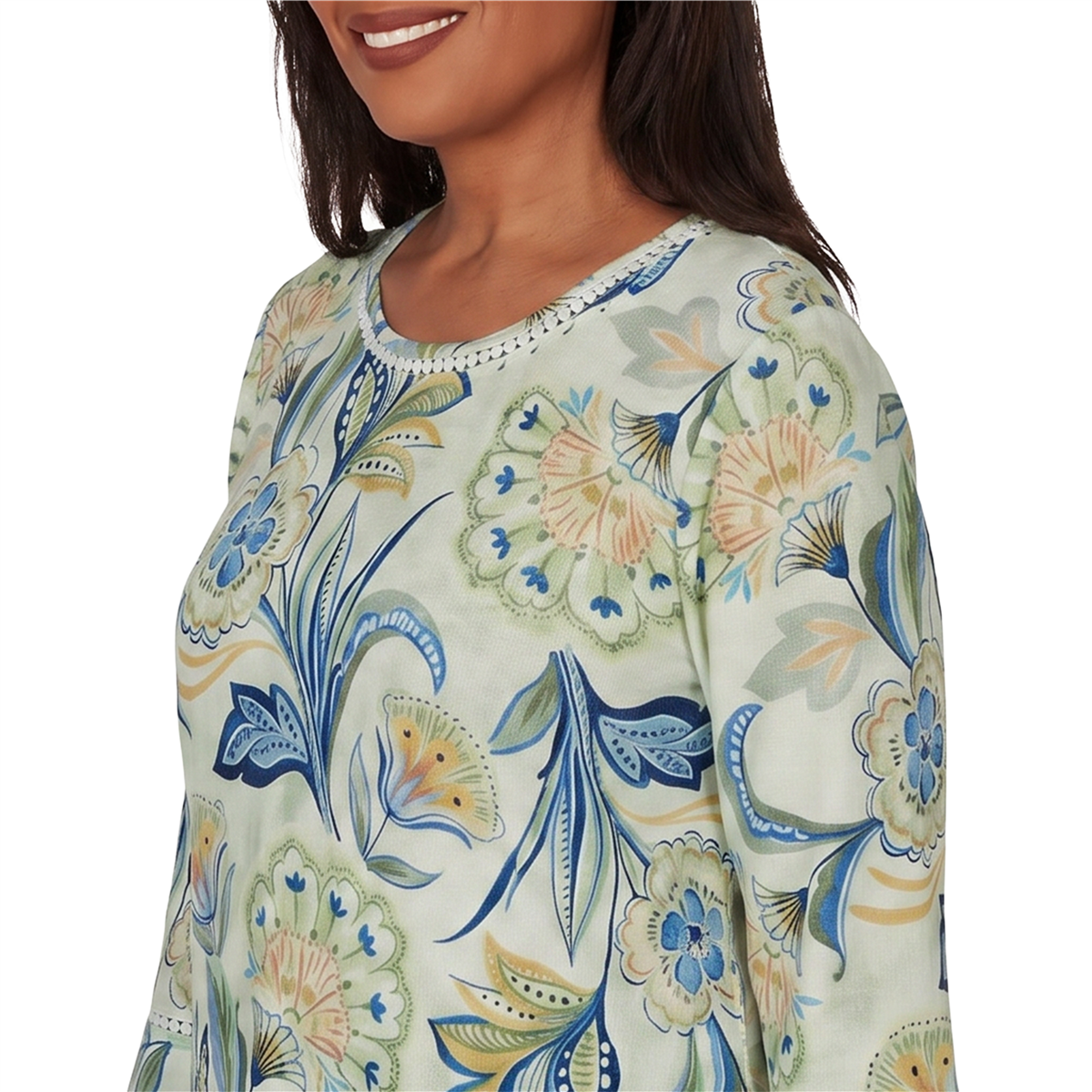 Petite Alfred Dunner Indigo Girls Bold Meadow Floral Blouse