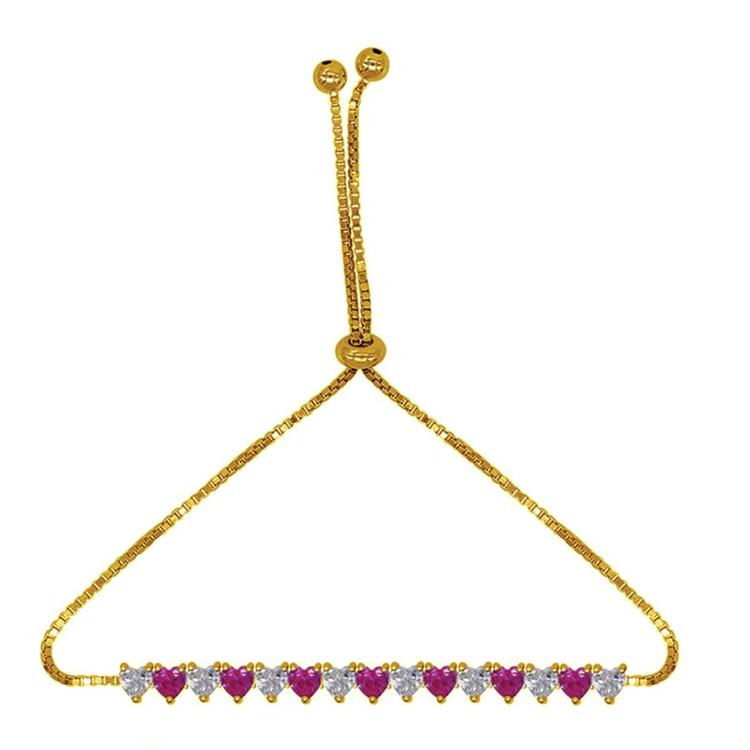 Gemstone by Gianni Argento Lab Grown Magenta Heart Bracelet