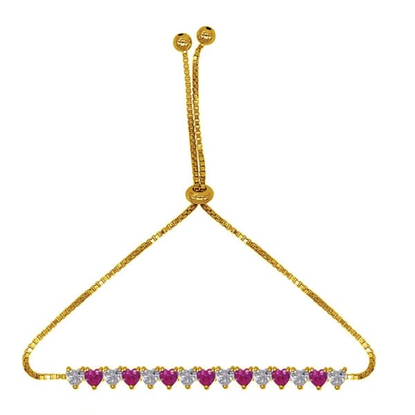 Gemstone by Gianni Argento Lab Grown Magenta Heart Bracelet - image 