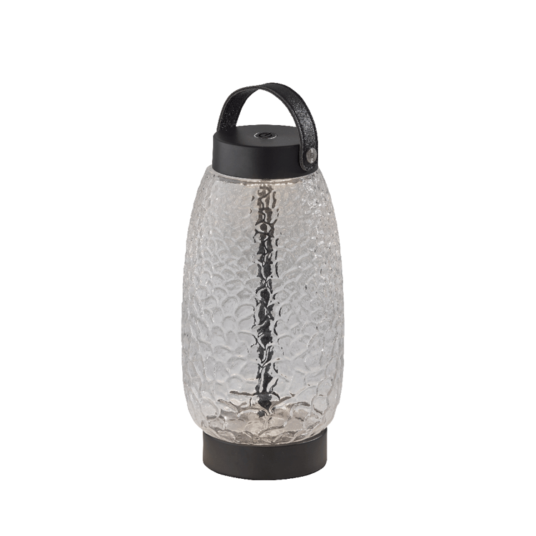 Adesso Cassius Cordless LED Tall Table Lantern with & Glass Shade
