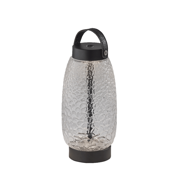 Adesso Cassius Cordless LED Tall Table Lantern with & Glass Shade