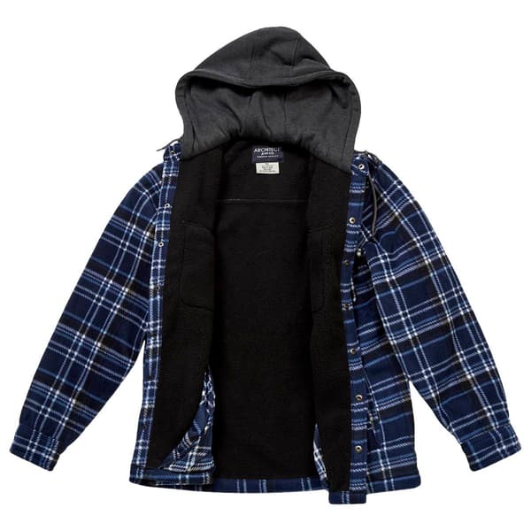 Young Mens Architect&#174; Jean Co. Nordic Plaid Hooded Jacket - Blue