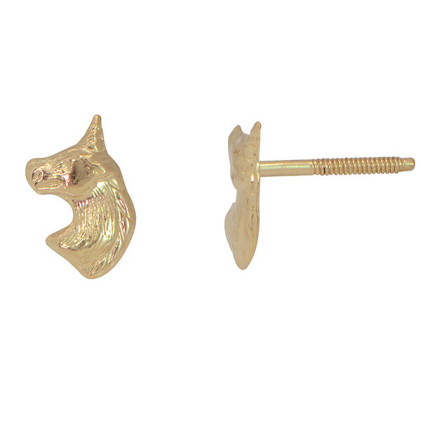 Kids 14kt. Unicorn Stud Earrings - image 