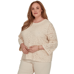 Plus Size Alfred Dunner Camden Market Floral Crochet Blouse