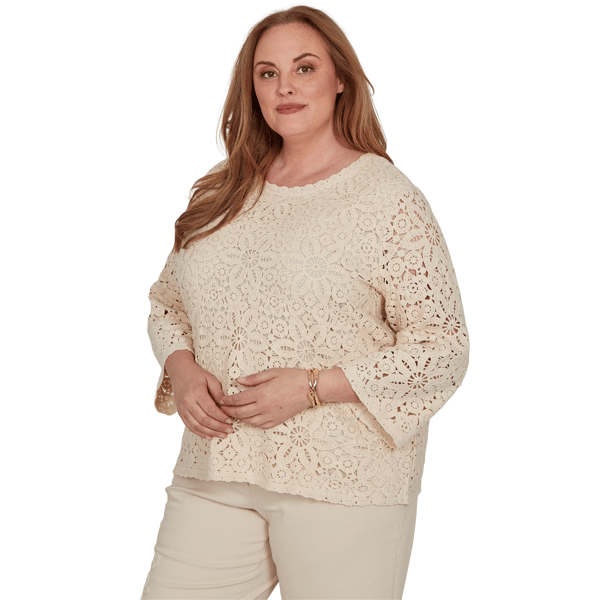 Plus Size Alfred Dunner Camden Market Floral Crochet Blouse