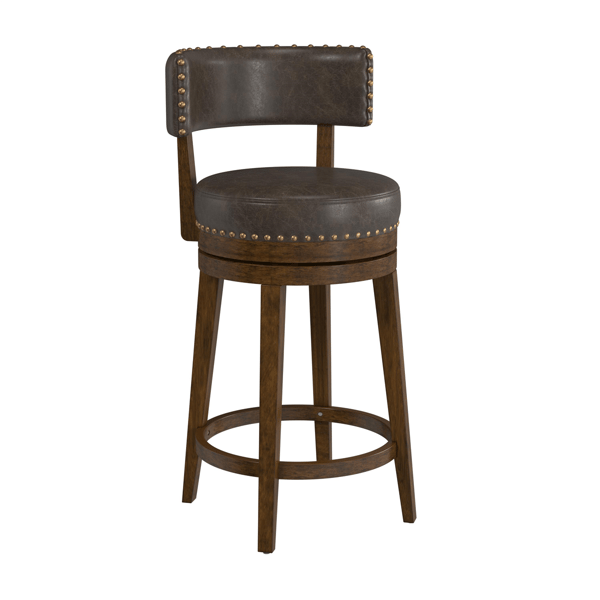 HH2 Home Lawton Brown Upholstered Swivel Counter Height Stool