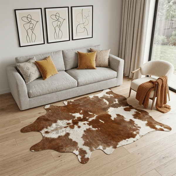 HomeRoots Brown & White Cowhide Handmade Area Rug - image 