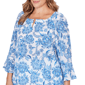 Plus Size Hearts of Palm Embraceable Blue Floral Crinkle Blouse - image 5