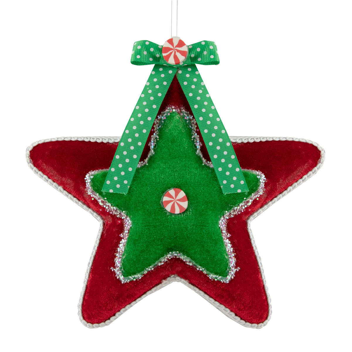 Northlight 8in. Plush Peppermint Star Christmas Ornament
