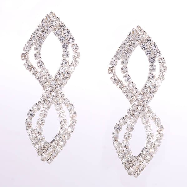 Rosa Rhinestones Silver Plated Double Twist Rhinestone Earrings - image 