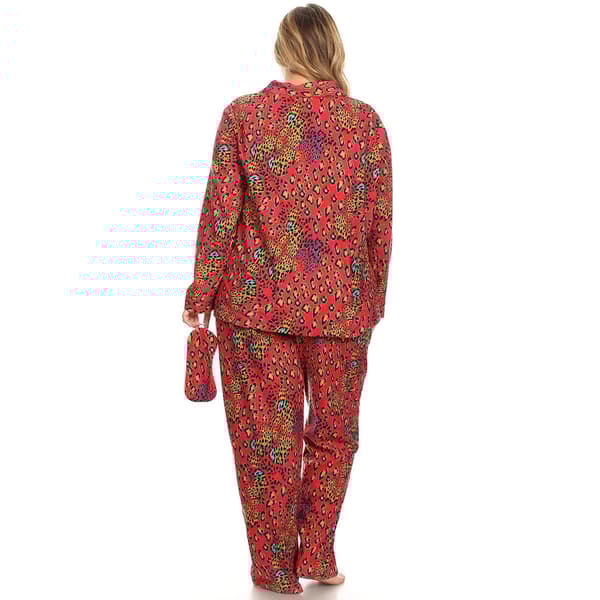 Plus Size White Mark 3pc. Red Leopard Pajama Set