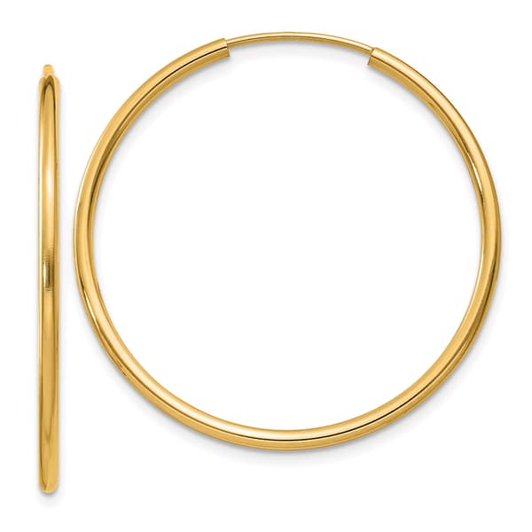 Gold Classics(tm) 30mm. 14kt. Polished Endless Hoop Earrings - image 
