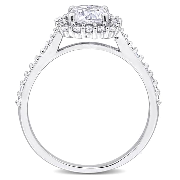 Sterling Silver 1 3/8ctw. Created White Morganite Halo Ring