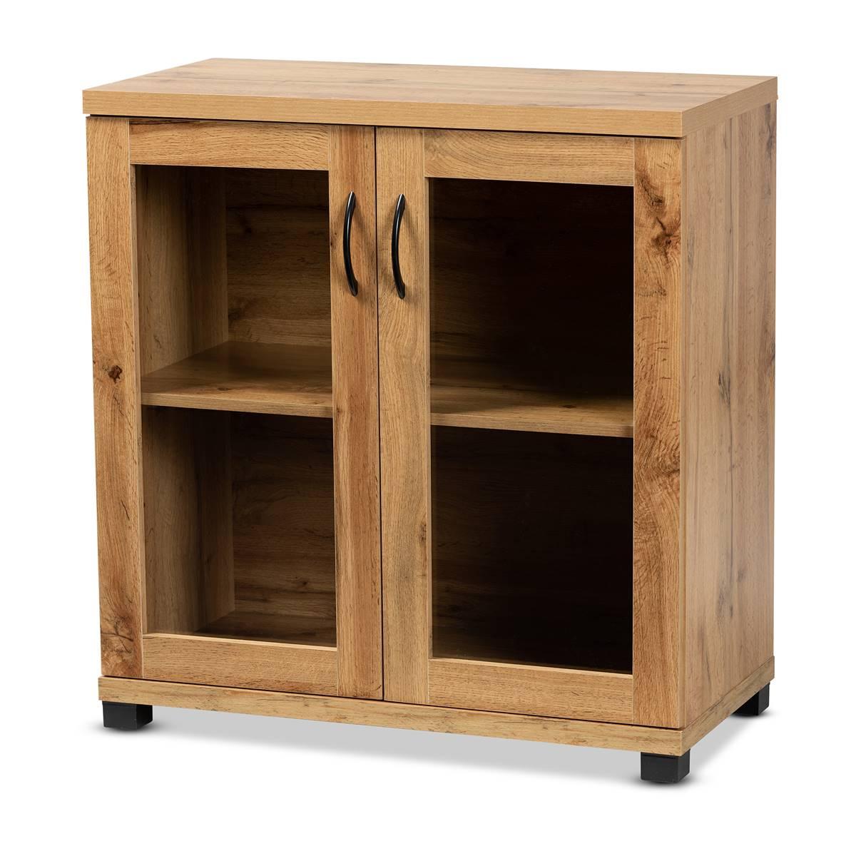 Baxton Studio Zentra Oak Brown Wood 2-Door Storage Cabinet