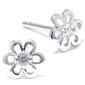 Sterling Silver Cubic Zirconia Flower Earrings - image 1