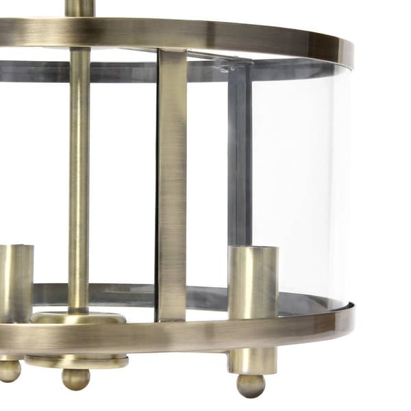 Lalia Home 13in. Industrial Glass/Metallic 3-Light Flushmount