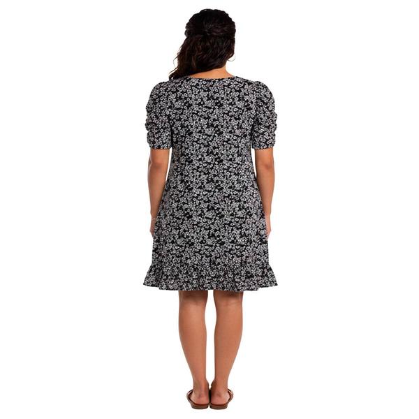 Petite MSK Short Puff Sleeve Floral A-Line Dress