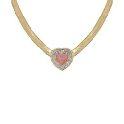 Gianni Argento Gold Necklace w/ Pink Opal Heart