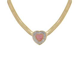 Gianni Argento Gold Necklace w/ Pink Opal Heart