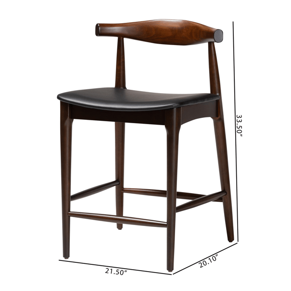 Baxton Studio Eira Walnut Wood Counter Stool - Set of 2