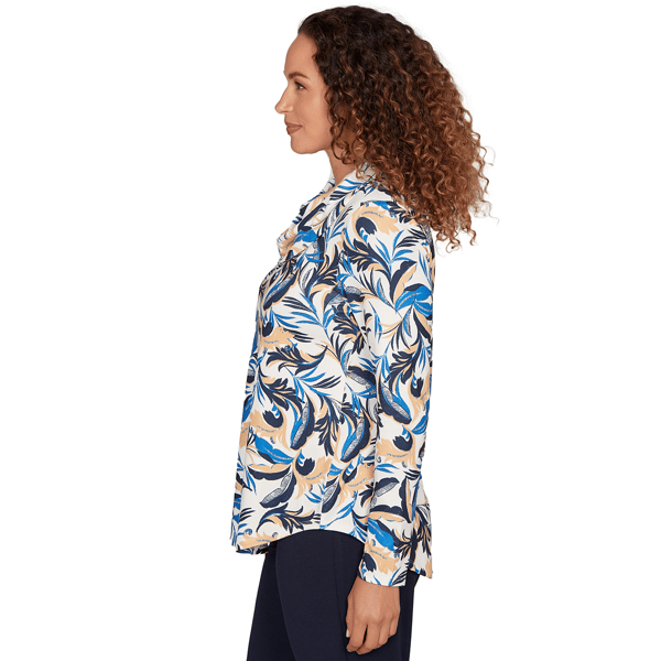 Womens Emaline Golden Nautica Long Sleeve Cowl Neck Leaf Blouse