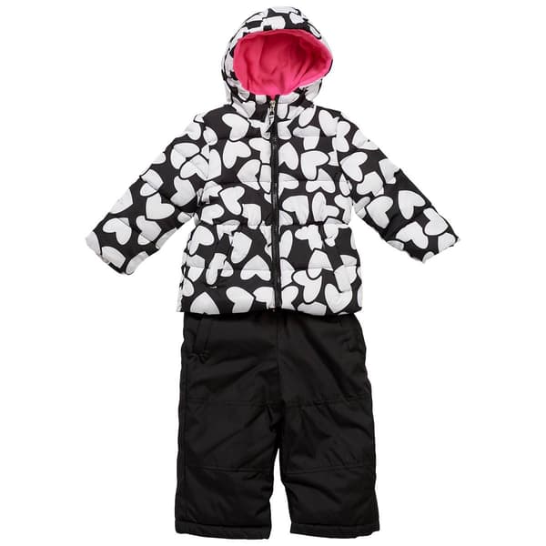 Baby Girl &#40;12-24M&#41; Pink Platinum&#40;R&#41; Heart & Solid Snowsuit - image 