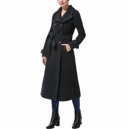 Womens BGSD Full Length Long Wool Belted Trench Coat