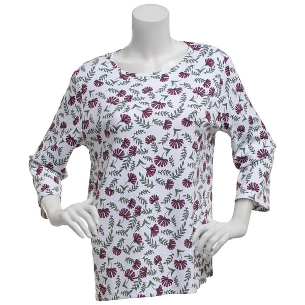 Womens Hasting & Smith 3/4 Sleeve Loft Floral Crew Neck Tee - image 