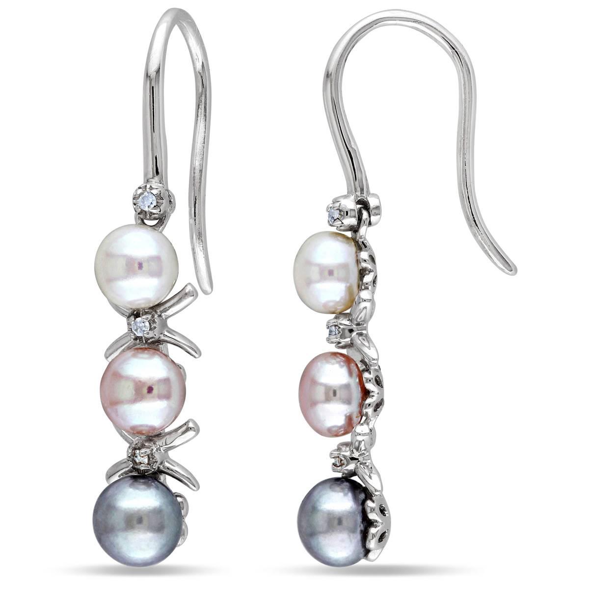 Gemstone Classics™ Pearl & Diamond Drop Earrings
