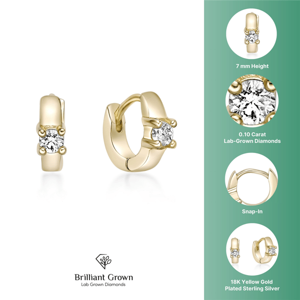 Brilliant Grown 1/10ctw. Lab-Grown Diamond Hoop Earrings