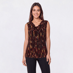 Womens Kasper Cap Sleeve Cowl Neck Abstract Dot Blouse