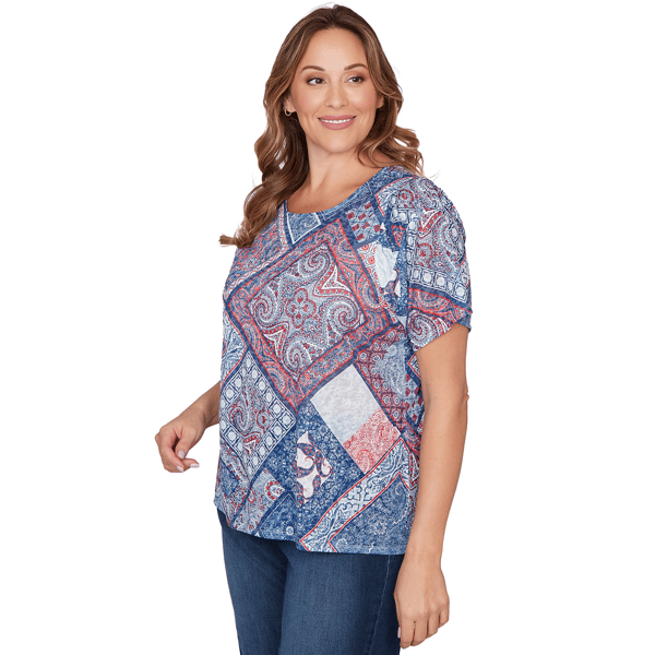 Plus Size Ruby Rd. French Riviera Short Sleeve Patchwork Tee