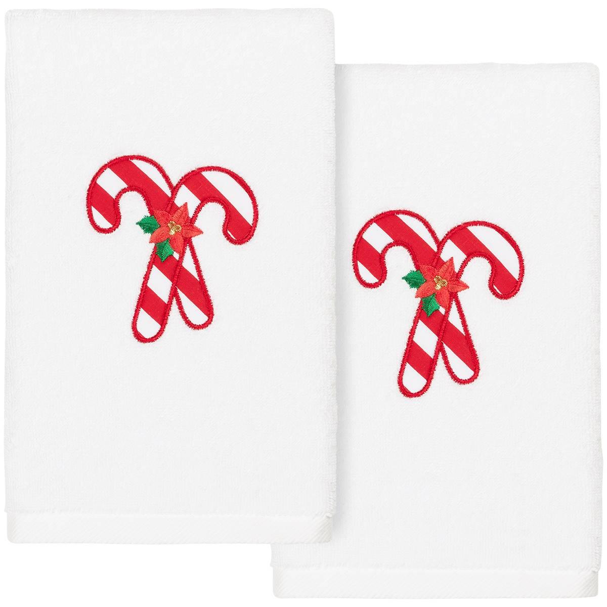Linum Home Textiles Christmas Candy Canes Hand Towel - Set...
