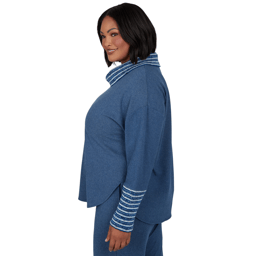 Plus Size Ruby Rd. Premium Luxe Rib Cowl Neck Fair Isle Sweater