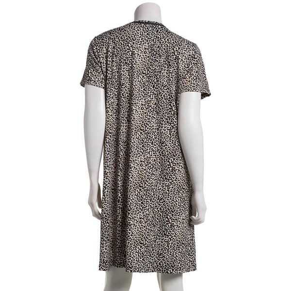 Womens Ren&#233; Rof&#233;&#174; Short Sleeve Animal V-Neck Nightshirt w/Lace